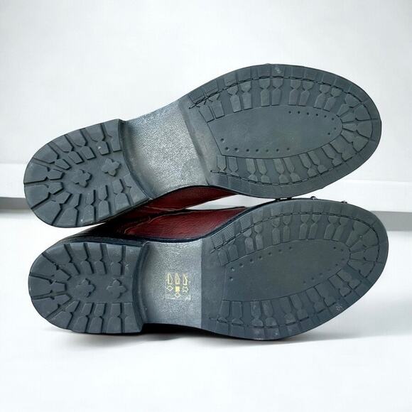 Musse & Cloud 9.5 Santana Combat Boots Red Buckle Strap Genuine Leather Studded - Picture 7 of 9